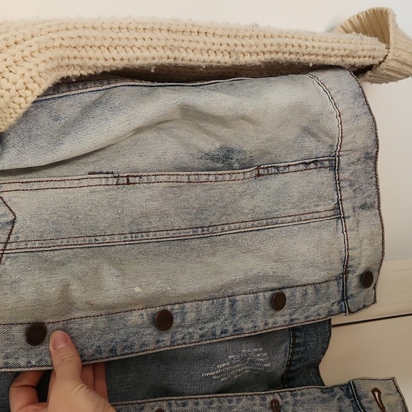 LIT2 Oversized Denim Jacket Sweater Sleeves Size Medium - Picture 9 of 11